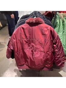 Nike 女子冬季防風保暖翻毛領外套棉服外套 - 酒紅色 - 查看 5