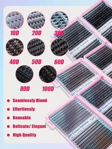 800Pcs D Volume Segmented Eyelash Clusters, 10D+20D+30D+40D+50D+60D+80D+100D Mixed Dense Black Natural Fluffy Single Cluster Eyelash DIY At Home, Large Volume Beginners Can Also Wear Easily, Long Lasting Chic, Comfortable To Use, Individual Eyelash Extensions For Parties, Parties, Travel And Other Occasions, Mixed Lengths Of (9-16 MM) Lash Clusters, Eyelash Clusters, Individual Eyelashes, Lashes, Fake Lashes