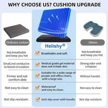 Gel Seat Cushion, Double Thick Egg Gel Cushion For Pressure Pain Relief, Breathable Wheelchair Cushion Chair Pads For Car Seat Office Chair (16x14x1.65inch)-973700 - 1-藍色超大1919165英寸 - 查看 8
