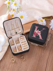 1 件花卉首字母首饰盒、A-Z PU 皮革白色便携式旅行首饰盒、蓝色首饰收纳盒、黑色迷你便携式拉链首饰盒、项链、戒指吊坠、手链、耳环收纳盒、首饰包装盒，适用于母亲的礼物、结婚礼物、伴娘礼物、周年纪念礼物、圣诞礼物和女朋友的精品礼物。 - 彩色 - 查看 41