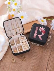 1 件花卉首字母首饰盒、A-Z PU 皮革白色便携式旅行首饰盒、蓝色首饰收纳盒、黑色迷你便携式拉链首饰盒、项链、戒指吊坠、手链、耳环收纳盒、首饰包装盒，适用于母亲的礼物、结婚礼物、伴娘礼物、周年纪念礼物、圣诞礼物和女朋友的精品礼物。 - 彩色 - 查看 11