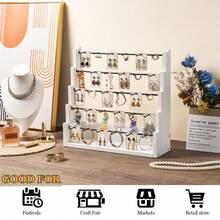 1PC Jewelry Display For Vendors, 5 Layer Earring Holder Organizer With 30 Earring Hooks, Jewelry Organizer Stand For Bracelets, Rings, Keychain, Jewelry Holder, White
