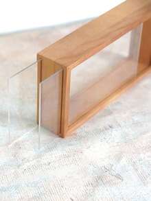 1个13*26厘米亚克力方形相框 - 透明镂空设计，深色木纹装饰，简约风格，适合DIY展示：小型摆件、植物标本、照片和书法装饰 - 深木色 - 查看 5