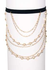 1pc Multilayer Elastic Band & Chain Design Sexy Thigh Chain For Women - Multicolor - View 16