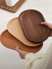 1pc Wooden Bowl, Creative Walnut Wooden Fruit Bowl With Handle, Wooden Cartoon Snack Tray
