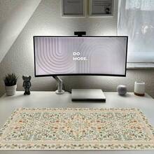 超大 XXL 花卉图案桌面垫 - 防滑键盘鼠标垫，缝边设计，防溅表面，加厚底座，适用于游戏、办公和家庭办公桌 - 大型电脑桌垫（35.4x15.7 英寸），结构稳固，装饰性办公用品，工作空间配件，专为办公专业人士打造，游戏鼠标垫，办公桌配件，鼠标垫，桌面鼠标垫 - 彩色 - 查看 3