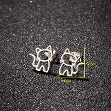 1 Pair Of Stainless Steel Small Animal Earrings, Simple And Cute Pet Cat And Dog Stud Earrings Suitable For Women, Suitable For Daily Wear, Jewelry Gift - Silver - View 9