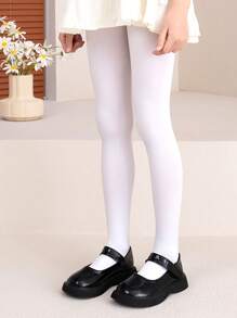1pc Girls High Elasticity Solid Color Dance Tights, Suitable For All Season - Black - View 12