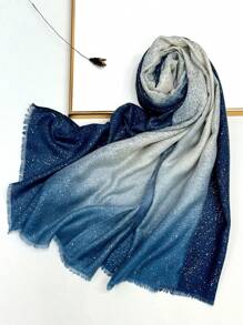 新款渐变色金属箔流苏披肩，优雅时尚女士丝巾，春夏活力碎花大长围巾，户外防紫外线沙滩披肩，百搭头巾，可搭配连衣裙