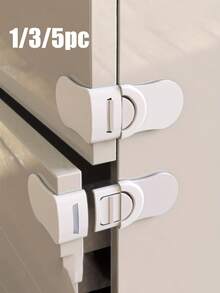 1/3/5个装抽屉锁，升级版防盗橱柜锁，双按钮防盗角锁，带强力粘合剂，适用于橱柜、抽屉、冰箱、烤箱、淋浴房等，家庭装饰礼品，多功能婴儿安全防护，无需钻孔