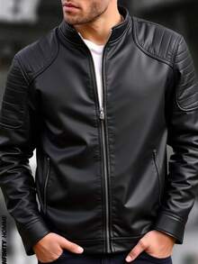 Nes Sport Chamarra Caballero Minipiel Afelpada por Dentro Talla Amplia Oversized - Negro - Ver 1