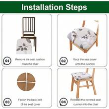 Stretch Non-Slip Soft Washable Dining Chair Covers Set Of 4, Yellow Cushion Slipcovers Kitchen And Dining Room Chairs - 02 - View 4