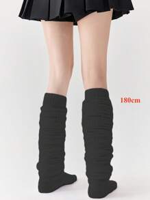 1双白色过膝袜，大象图案，保暖过膝袜，宽松款，适合秋冬季节，舒适保暖 - 黑色 - 查看 19