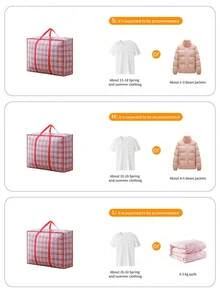 Túi đựng đồ chống nước cầm tay dung tích lớn 5/2/1 chiếc, Túi đựng quần áo dung tích lớn, Túi quà tặng ông già Noel, Túi đựng quần áo mùa đông, Túi đựng chăn, Túi đựng đồ di chuyển bền - Túi đựng đồ có khóa kéo tái sử dụng, Túi đựng đồ in lưới chống thấm nước bằng vải Oxford, Đựng quần áo, Túi đựng hành lý cho học sinh khi trở lại trường, Túi du lịch, Giáng sinh, Lễ tạ ơn - Đỏ và trắng - Xem 9