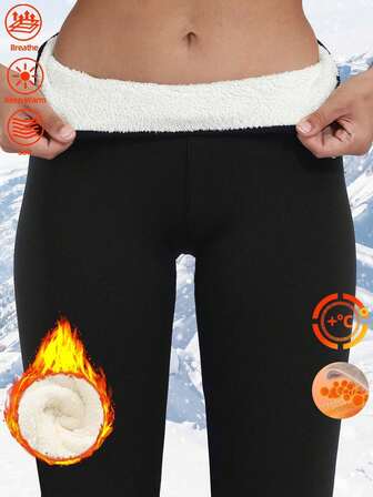 Women's Winter Thick Thermal Lined Leggings, High Waist Outdoor Casual Comfortable Tights