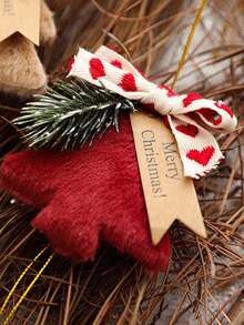 1pc Christmas Decoration Red & White Plush Christmas Tree Bell, Christmas Tree Ornament Hanging Decor, Photography Prop, Suitable For Indoor/Outdoor Christmas, Bar, Party Atmosphere Decoration, Christmas Tree Wind Chime - Multicolor - View 7