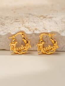 Customized Name 18mm Mini Earrings |, Customized Name 18mm Mini Earrings | Personalized Name Customized 22mm Small Earrings | Delicate Customized Stud Earrings | Customized Engraved Name Earrings - Letter Earrings - View 7
