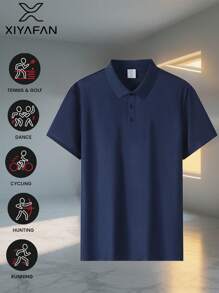 2025 Summer Men's Boyfriend Style Polo Shirt - Quick-Dry Ice Silk Lapel | All Sizes (XXS-XXL) | Ultra-Lightweight Breathable For Golf/Outdoor/Business/Casual - Navy - View 8