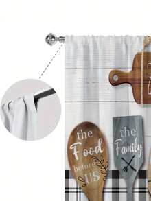 2 件复古叉勺印花厨房窗帘，无孔窗帘，短窗帘，参考卧室办公室厨房客厅书房家居装饰 - 彩色 - 查看 7