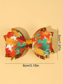 2pcs Thanksgiving Maple Leaf Printed Hair Bows For Women Girls Gold Glitter Bow Alligator Clips Maple Leaf Hair Clips Sparkly Holiday Barrettes Thanksgiving Gift Hairpins Women Hair Accessories, Claw Clips, Hair Claws, Hair Slide, Hair Barrettes