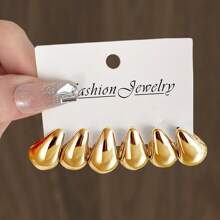 1 Pair Simple Geometric Teardrop Shape Stud Earrings, European & American Style Earrings For Women