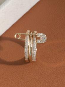 1pc 18K Gold Plated Copper 3-Layer Stackable Tri-Color Ring, Charming & Quality Jewelry Suitable For Daily Wear, Shopping, Dating, Gift For Women - Ring - View 3