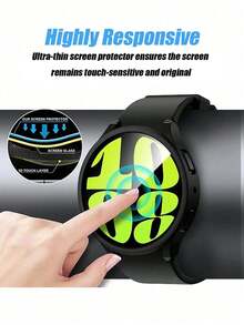 Set de 5 protectores de pantalla de vidrio templado de alta definición compatibles con Galaxy Watch5 Pro 45mm/Watch4/Watch6 Classic, compatibles con Galaxy Watch4/5/Pro/6 Classic 40mm/44mm/43mm/47mm, dureza 9H, alta sensibilidad, anti-arañazos, resistente al agua, anti-huellas dactilares, regalo para cumpleaños, familia, amigos, protector de pantalla de reloj, cubierta de reloj, accesorios de reloj a prueba de golpes y caídas - transparente - Ver 3