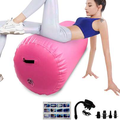 Air Roller Inflatable Air Roll, 60/80cm Gymnastics Air Barrel Tumbling Mats, Handspring Tumble Track For Yoga Gym Training Cheerleading Home Use