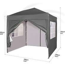 MCC Direct Pop-Up Gazebo 2m X 2m With Sides Silver Protective Layer Waterproof Marquee Canopy WS - Grey - View 8