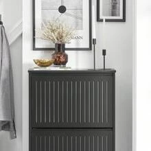 SoBuy 3 Flip-Drawers Shoe Cabinet Shoe Rack Shoe Storage Cupboard Light Grey W61 X D26 X H120cm FSR165-H-HG - Black - View 10