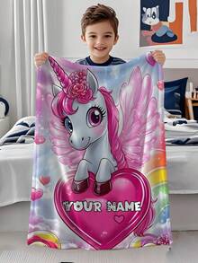 1pc Customized Personalized Blanket, Text, DIY, Pattern, Memorial Blanket, Tapestry, Photo Portrait Blanket Design, Suitable For Girls, Boys, Adults, Valentine's Day, Lightweight, Baby Blanket, Back To School, For Family, Mother's Day, Birthday Gift - Multicolor - View 6