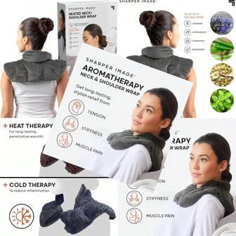 LENENKSharper Image Heated Neck And Shoulder Wrap Microwavable Warm And Cooling Plush Pad Scented Aromatherapy 100% L Lavender And Herb Spa Blend Pain Tension Headache Relief Therapy Gift For WomenBack To School Season