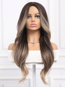 26 Inches Dark Brown Gradient Highlights Long Big Wavy Curls, Rose Lace, Suitable For Daily/Party/Holiday Wear - Màu nâu ombre - Xem 3