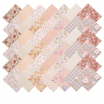 42 Pieces Of Pre-Cut Squares - 5*5in Square Vintage Floral Fabric Patch - Suitable For Patchwork, Scrapbooking, DIY Handmade, Home Decoration - No Waste Materials, Durable Fabrics, High-Quality Sewing Accessories