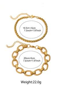 Aomogo 2 Pezzi Hip-Hop e alla moda Braccialetto a catena robusto unisex in acciaio inossidabile, adatti all'uso quotidiano