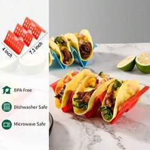 ‌12-Piece Nesting Taco Serving Set - Stackable Interlocking Dinnerware With Non-Slip Base - Space-Saving Dishwasher-Safe Shell Holders For Mexican Night Outdoor Party Food Truck Game Day Buffet Entertaining‌ - Set of 6 - View 2