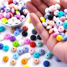 100 Stücke/50 Stücke 12mm Silikon Abakus Perlen, 13 Farben Silikon Rundperlen für Schlüsselanhänger, DIY Halskette, Armband, Schmuckherstellung