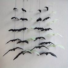 5/20pcs Aogue Halloween Bat Hanging Decorations - Realistic Black Plastic Vampire Bats With Red Eyes For Spooky Party, Haunted House, And Outdoor Decor, Halloween Decorations - Multicolor - View 1
