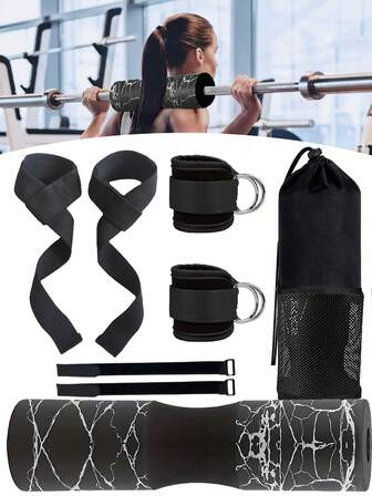 1套深蹲杠铃垫，升级版运动泡沫杠铃垫，带肩颈支撑，适用于标准杠铃和史密斯机