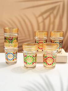 Bộ 6 tách trà thủy tinh kiểu Ma-rốc, dung tích 130ml/4.4oz, thích hợp cho trà bạc hà, latte, espresso, Americano, cappuccino, tuyệt vời cho gia đình, nhà hàng, nhà bếp, tiệc tùng, đám cưới, bộ đồ ăn. - Nhiều màu - Xem 10