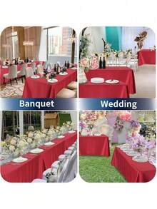 6 paquets de nappe blanche 57 x 120 pouces, nappe en satin résistante aux taches et aux faux plis pour les tables rectangulaires de 6 à 8 pieds, nappe en polyester pour les tables de salle à manger, les mariages, les fêtes, les banquets et le camping - Multicolore - Voir 9