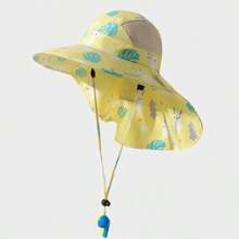 Kids Bucket Hat Children's Sun Protection Beach Visor Hat With Large Brim 3 To 8 Years Old UV50+ Sun Protection - 黃色 - 查看 5