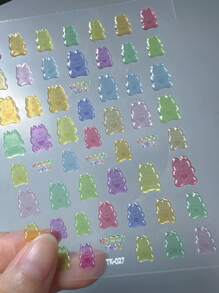 1 件 3D 果冻压花草莓熊美甲贴纸