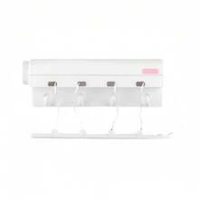 1 pieza Tendedero extensible de 4 líneas/5 líneas - 147,63 pulgadas Cuerda de lavandería de plástico durable para interiores, accesorios de lavandería, adecuado para dormitorio, baño y sala de estar - Tendedero de ropa invisible que ahorra espacio para ropa, toallas y pantalones (color de clip aleatorio) - Multicolor - Ver 9