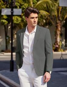 Tailorum Men's Casual Sports Jacket Blazer Two-Button Knitted Lightweight Blazer