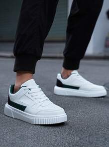 ​Men's Arctic White & Utility Green Block Low-Tops - Campus Pathway Comfort Shoes With Ring-Grip Sole, Year-Round Essential Academic Wear​ - 白綠 - 查看 4