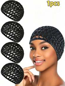 4个装发网，睡眠发网，头套，包头帽，长直卷假发帽，黑色网眼，包头，钩编，波浪卷，厨师帽，发髻，提拉带，针织，缝制，适合女性，芭蕾舞睡帽，睡眠帽 - 彩色 - 查看 10