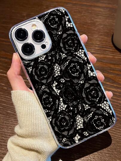 غطاء هاتف شفاف مقاوم للسقوط والبصمات مزين برسومات زهرية دقيقة ذات طابع جمالي، مقاوم للماء والصدمات والخدش، متوافق مع هواتف آيفون 16/16برو/16بلس/15/15برو ماكس/15برو/11/12/13/14برو ماكس/11برو/11برو ماكس/12برو/12برو ماكس/13برو/13برو ماكس/14برو/14برو ماكس