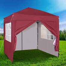 MCC Direct Pop-Up Gazebo 2m X 2m With Sides Silver Protective Layer Waterproof Marquee Canopy WS - Red - View 4