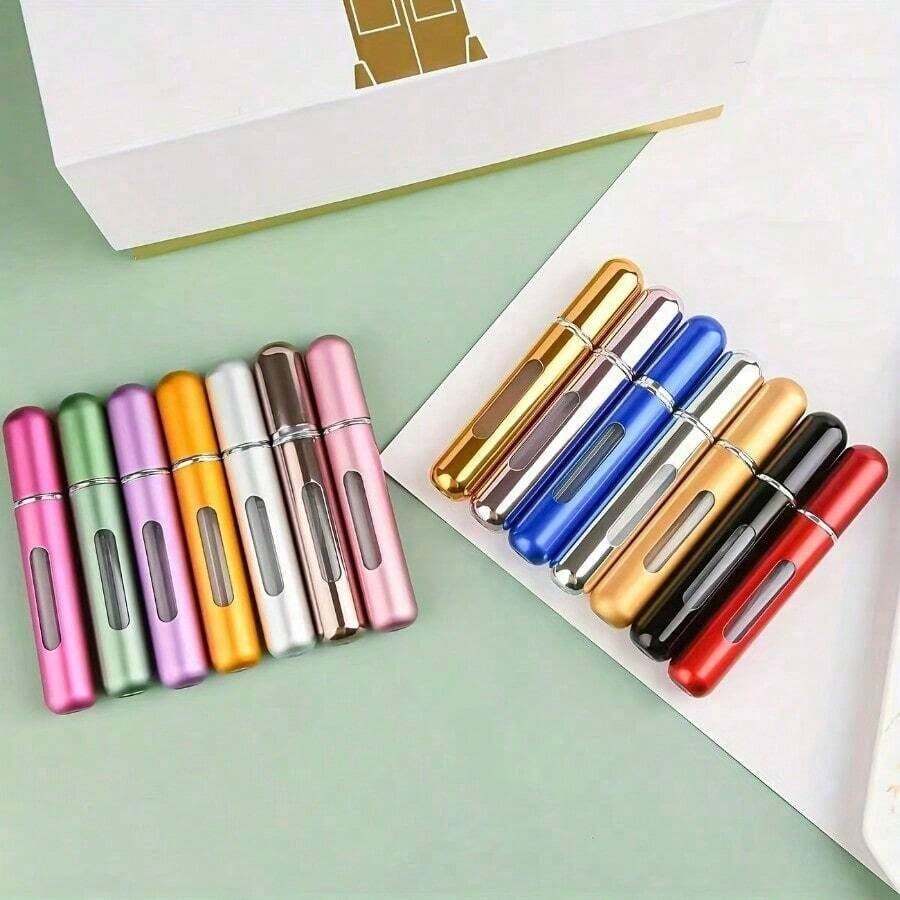 Travel Size Aluminum Perfume Spray Bottle Mini Perfume Bottle Portable Refillable Atomizer For Car Perfume Cosmetic Sub Bottling Essential Oils Fragrance Liquids With Fine Mist Dispenser - 黑色 - 查看 1